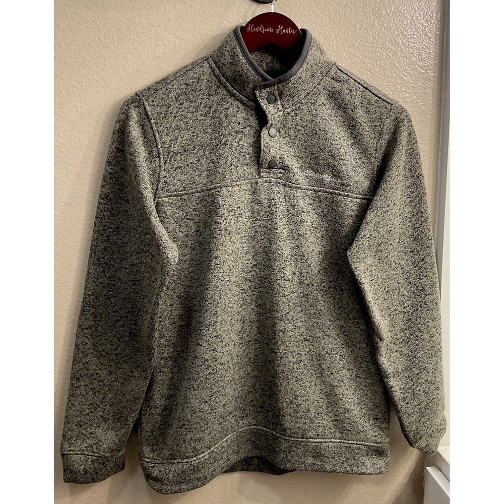 Eddie Bauer Men Sz M Gray Radiator Fleece Quarter Snap Pullover Casual Outdoor U